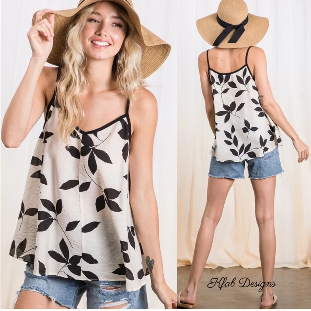 🌟❤️BEAUTIFUL LEAF PRINT CAMI TOP❤️🌟 - Picture 2 of 6